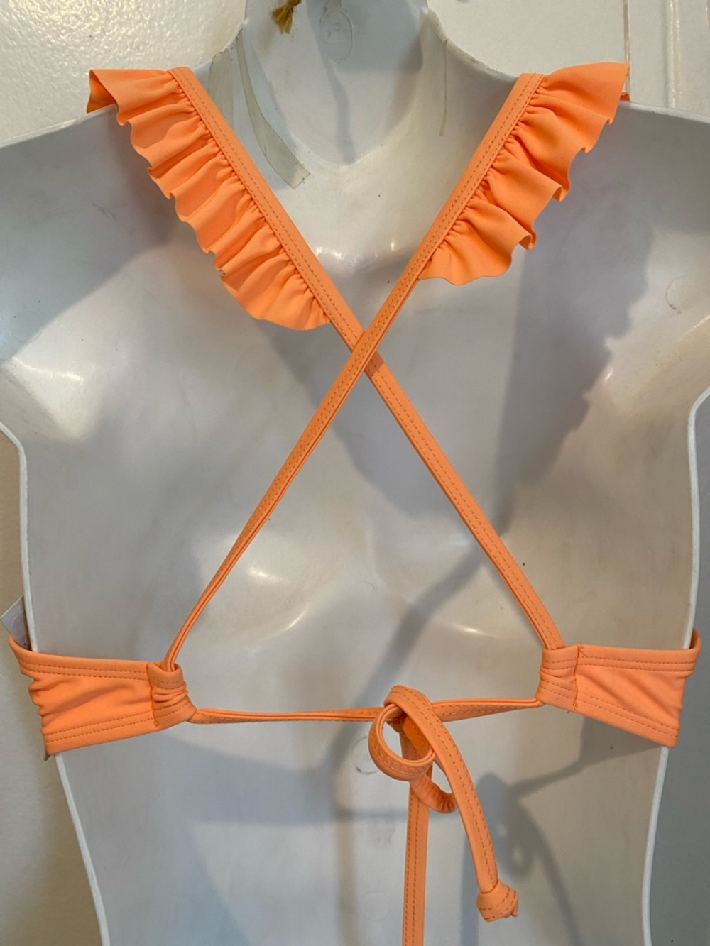 Salt + Cove Peach Orange Ruffle Halter Bikini Top - Picture 4 of 4